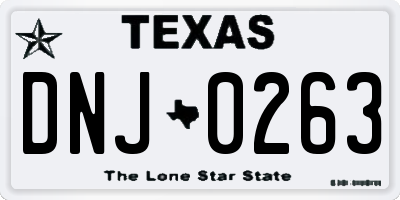 TX license plate DNJ0263