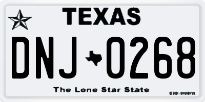 TX license plate DNJ0268