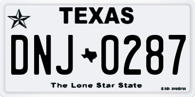 TX license plate DNJ0287