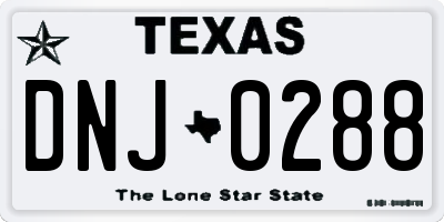TX license plate DNJ0288