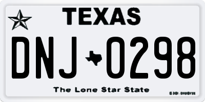 TX license plate DNJ0298