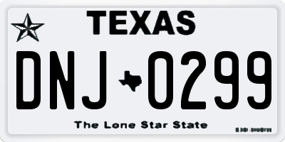 TX license plate DNJ0299