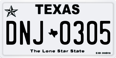 TX license plate DNJ0305