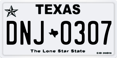 TX license plate DNJ0307