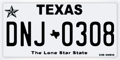 TX license plate DNJ0308