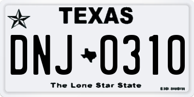 TX license plate DNJ0310