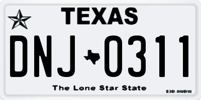 TX license plate DNJ0311