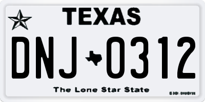 TX license plate DNJ0312