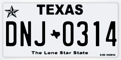 TX license plate DNJ0314