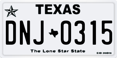 TX license plate DNJ0315