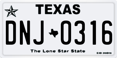 TX license plate DNJ0316