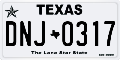 TX license plate DNJ0317