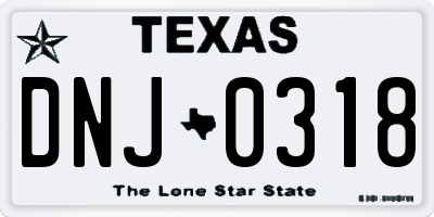 TX license plate DNJ0318