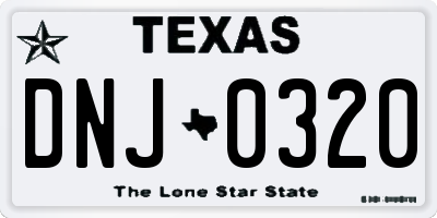 TX license plate DNJ0320