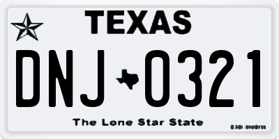TX license plate DNJ0321