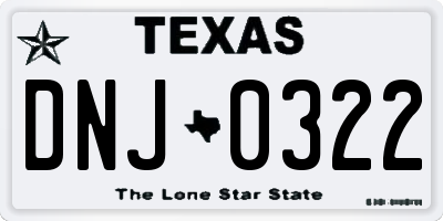 TX license plate DNJ0322