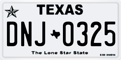 TX license plate DNJ0325