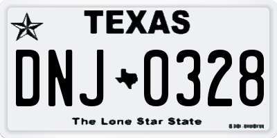 TX license plate DNJ0328