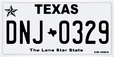 TX license plate DNJ0329