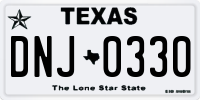 TX license plate DNJ0330