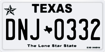 TX license plate DNJ0332