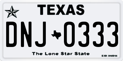 TX license plate DNJ0333