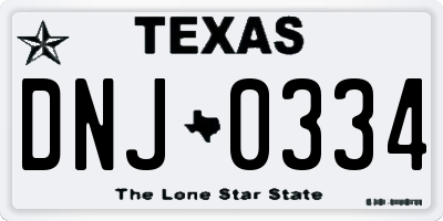 TX license plate DNJ0334