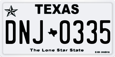 TX license plate DNJ0335