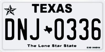 TX license plate DNJ0336
