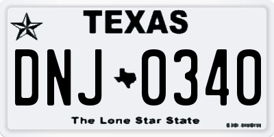 TX license plate DNJ0340