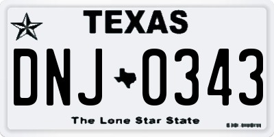 TX license plate DNJ0343