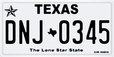TX license plate DNJ0345