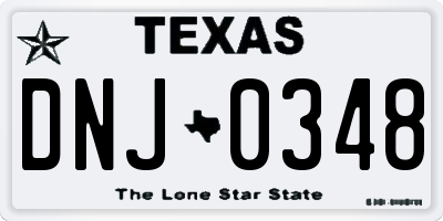 TX license plate DNJ0348