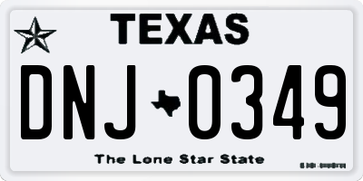 TX license plate DNJ0349