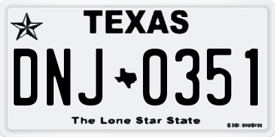 TX license plate DNJ0351