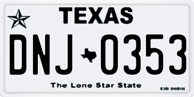 TX license plate DNJ0353