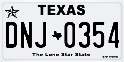 TX license plate DNJ0354