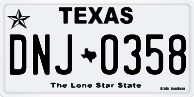 TX license plate DNJ0358