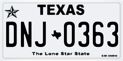 TX license plate DNJ0363