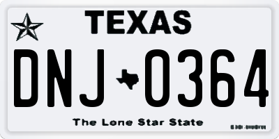 TX license plate DNJ0364