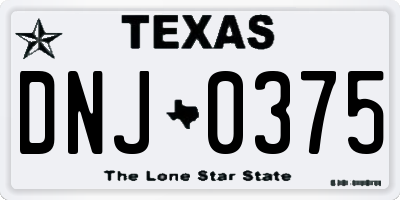 TX license plate DNJ0375