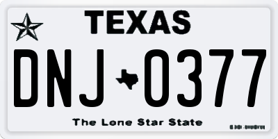 TX license plate DNJ0377