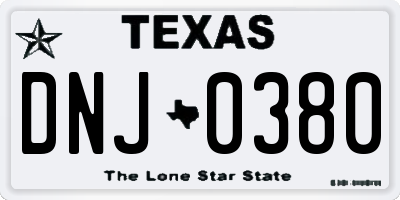 TX license plate DNJ0380