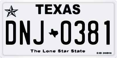 TX license plate DNJ0381