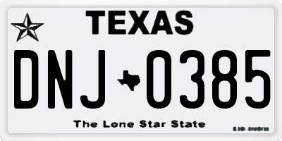TX license plate DNJ0385