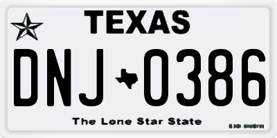 TX license plate DNJ0386