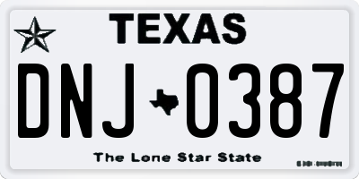 TX license plate DNJ0387