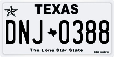 TX license plate DNJ0388