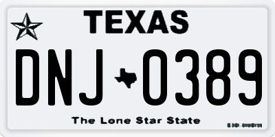 TX license plate DNJ0389