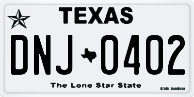 TX license plate DNJ0402
